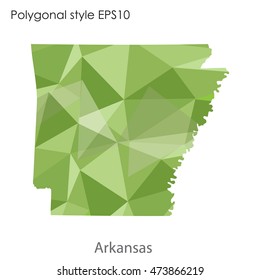 Arkansas state map in geometric polygonal,mosaic style.Abstract gems triangle,modern design background. Vector illustration EPS10