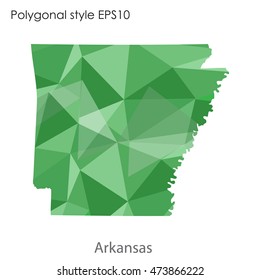 Arkansas state map in geometric polygonal,mosaic style.Abstract gems triangle,modern design background. Vector illustration EPS10