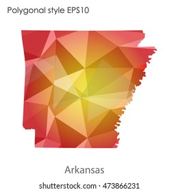 Arkansas state map in geometric polygonal,mosaic style.Abstract gems triangle,modern design background. Vector illustration EPS10