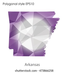 Arkansas state map in geometric polygonal,mosaic style.Abstract gems triangle,modern design background. Vector illustration EPS10