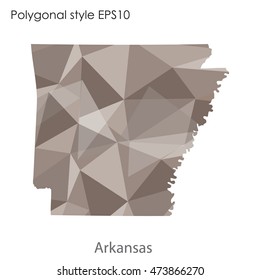 Arkansas state map in geometric polygonal,mosaic style.Abstract gems triangle,modern design background. Vector illustration EPS10