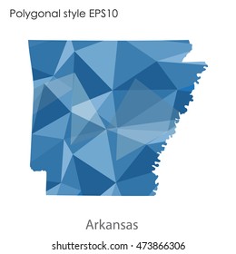 Arkansas state map in geometric polygonal,mosaic style.Abstract gems triangle,modern design background. Vector illustration EPS10
