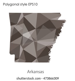 Arkansas state map in geometric polygonal,mosaic style.Abstract gems triangle,modern design background. Vector illustration EPS10
