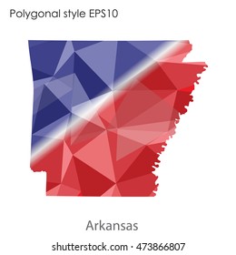 Arkansas state map in geometric polygonal,mosaic style.Abstract gems triangle,modern design background. Vector illustration EPS10
