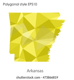 Arkansas state map in geometric polygonal,mosaic style.Abstract gems triangle,modern design background. Vector illustration EPS10