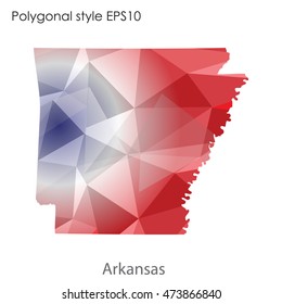 Arkansas state map in geometric polygonal,mosaic style.Abstract gems triangle,modern design background. Vector illustration EPS10