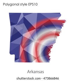 Arkansas state map in geometric polygonal,mosaic style.Abstract gems triangle,modern design background. Vector illustration EPS10