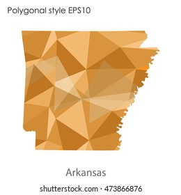 Arkansas state map in geometric polygonal,mosaic style.Abstract gems triangle,modern design background. Vector illustration EPS10
