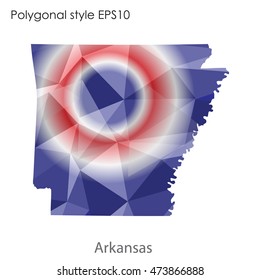 Arkansas state map in geometric polygonal,mosaic style.Abstract gems triangle,modern design background. Vector illustration EPS10
