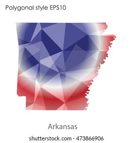 Arkansas state map in geometric polygonal,mosaic style.Abstract gems triangle,modern design background. Vector illustration EPS10