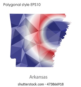 Arkansas state map in geometric polygonal,mosaic style.Abstract gems triangle,modern design background. Vector illustration EPS10