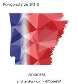 Arkansas state map in geometric polygonal,mosaic style.Abstract gems triangle,modern design background. Vector illustration EPS10