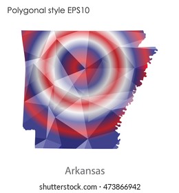 Arkansas state map in geometric polygonal,mosaic style.Abstract gems triangle,modern design background. Vector illustration EPS10