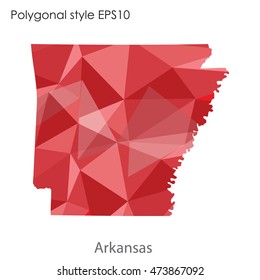 Arkansas state map in geometric polygonal,mosaic style.Abstract gems triangle,modern design background. Vector illustration EPS10