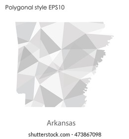 Arkansas state map in geometric polygonal,mosaic style.Abstract gems triangle,modern design background. Vector illustration EPS10