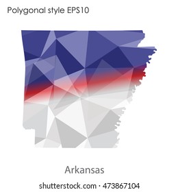 Arkansas state map in geometric polygonal,mosaic style.Abstract gems triangle,modern design background. Vector illustration EPS10