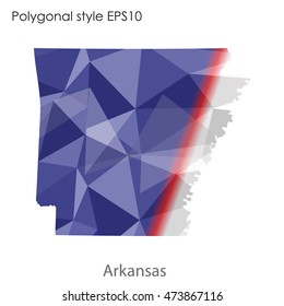 Arkansas state map in geometric polygonal,mosaic style.Abstract gems triangle,modern design background. Vector illustration EPS10