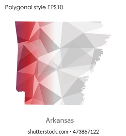 Arkansas state map in geometric polygonal,mosaic style.Abstract gems triangle,modern design background. Vector illustration EPS10