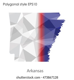 Arkansas state map in geometric polygonal,mosaic style.Abstract gems triangle,modern design background. Vector illustration EPS10