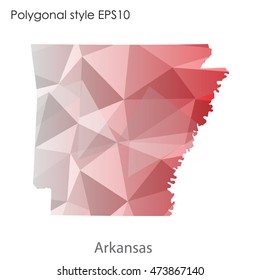 Arkansas state map in geometric polygonal,mosaic style.Abstract gems triangle,modern design background. Vector illustration EPS10