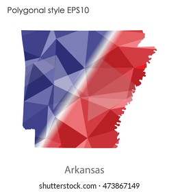Arkansas state map in geometric polygonal,mosaic style.Abstract gems triangle,modern design background. Vector illustration EPS10
