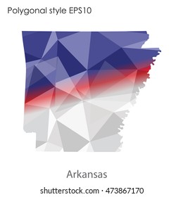 Arkansas state map in geometric polygonal,mosaic style.Abstract gems triangle,modern design background. Vector illustration EPS10