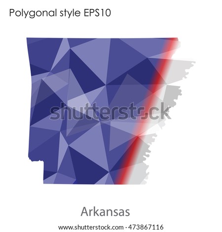 Arkansas state map in geometric polygonal,mosaic style.Abstract gems triangle,modern design background. Vector illustration EPS10