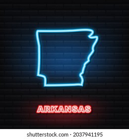 Arkansas state map neon icon. Vector illustration.