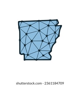 Arkansas state map polygonal illustration made of lines and dots, isolated on white background. US state low poly design