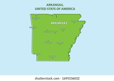 Arkansas State Map, United State of America