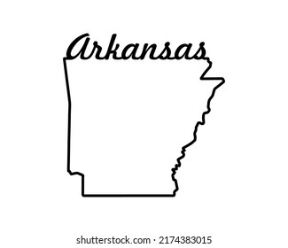 Mapa estatal de Arkansas. Mapa estatal de EE. Símbolo de esquema de Arkansas. Tipografía retro. Ilustración del vector