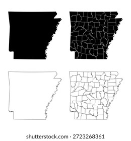 Arkansas State Outline and Solid Fill Map Set (em inglês).