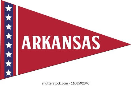 Arkansas State Pennant, American Flag, Red, White, Blue, Star, Stripes, Isolated Triangle Vector Banner