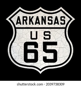 Arkansas State Road 65, retro style, old cracked paint sign