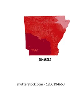 Arkansas state. United States Of America. Vector illustration. Watercolor texture. 