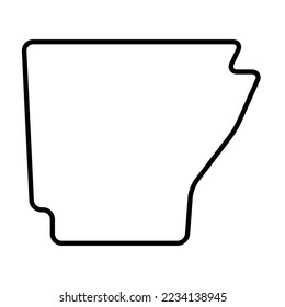 Arkansas state of United States of America, USA. Simplified thick black outline map with rounded corners. Simple flat vector illustration