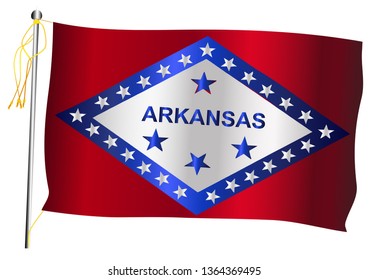 The Arkansas State US state flag set against against a white background.