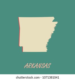 Arkansas state of US map vector outlines illustration in a three dimensional grunge background
