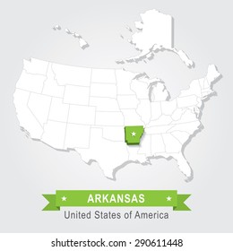 Arkansas state. USA administrative map.