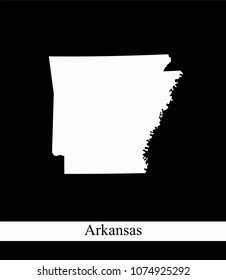 Arkansas state of USA map vector outline illustration black and white abstract background. Highly detailed creative map of Arkansas state of United States of America prepared by a map expert