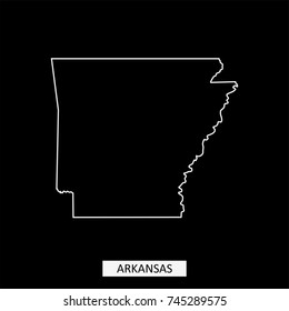 Arkansas state of USA map vector outline illustration in black background