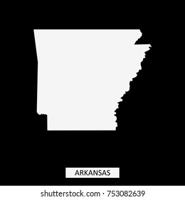 Arkansas state of USA map vector outline illustration in black background