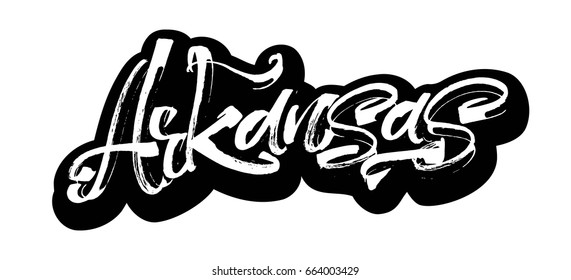 Arkansas. Sticker. Modern Calligraphy Hand Lettering for Silk Screen Printing