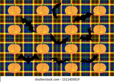 Arkansas tartan with halloween elements for website design and various festive events