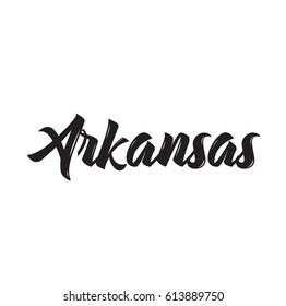 arkansas, text design. Vector calligraphy. Typography poster. Usable as background.