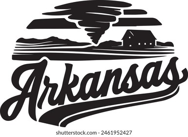 Arkansas Tornado Silhouette Vector Illustration