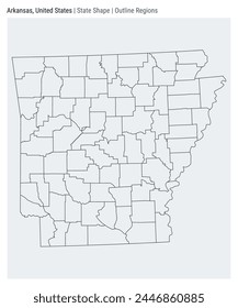 Arkansas, United States. Simple vector map. State shape. Outline Regions style. Border of Arkansas. Vector illustration. svg