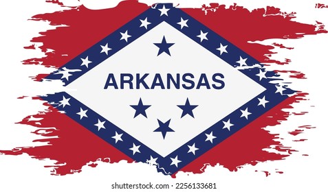 Arkansas US flag grunge brush color image, vector