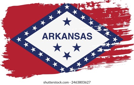 Arkansas US flag, wide brush stroke on transparent background, vector.