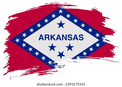 Arkansas US State brush stroke flag vector background. Hand drawn grunge style painted isolated banner.